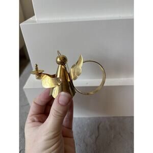 Vintage Brass Napkin Ring Angel Christmas Delicate Made In HongKong Victorian